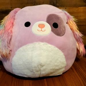 Squishmallows Barb The Dog 16” Puppy Floppy Rainbow Ears Pink Kellytoy NWT